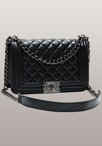 Ingrid Faux Leather Medium Bag With Circle Hardware Black