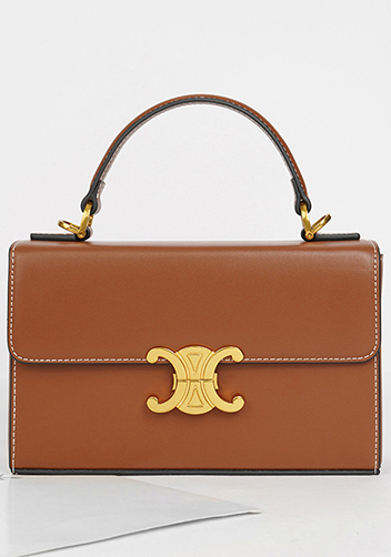 Yuga Leather Top Handle Shoulder Bag Brown