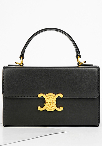 Yuga Leather Top Handle Shoulder Bag Black