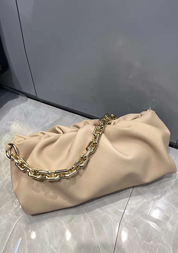 Dina Leather Clutch Chain Bag Cream