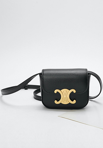 Yuga Leather Lipstick Headset Mini Bag Black