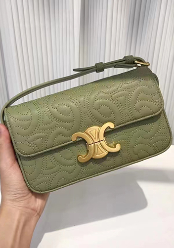 Yuga Leather Shoulder Bag Stitching Green