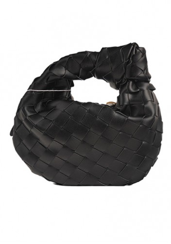 Dina Candy Knotted Intrecciato Vegan Leather Bag Black