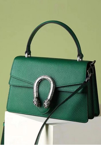 Jess Small Top handle Leather Shoulder Bag Green
