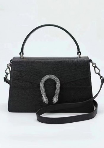 Jess Medium Top handle Leather Shoulder Bag Black