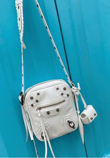 The Route 66 Vegan Leather Vertical Messenger Bag White