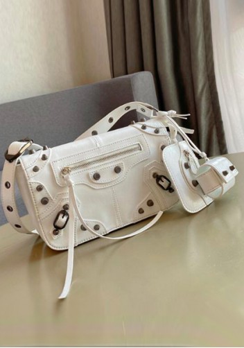 The Route 66 Vegan Leather Horizontal Messenger Bag White