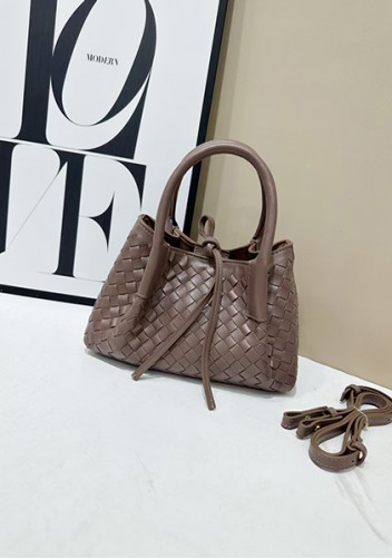 Mia Gallery Woven Vegan Leather Small Shoulder Bag Taupe