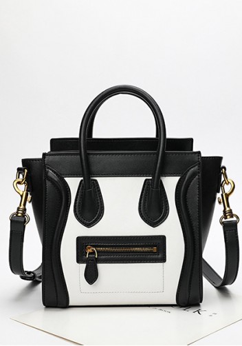 Vanessa Medium Tote Smooth Leather Black White