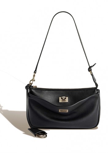 Monaco Glam Carry All Leather Clutch Bag Black Silver