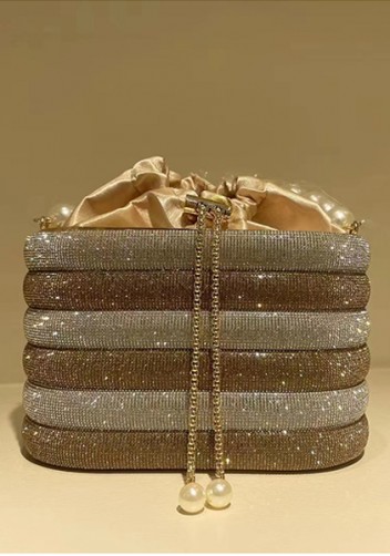 Elise Crystal-Embellished Bucket Silver Champagne