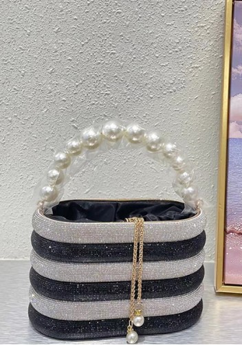 Elise Crystal-Embellished Bucket Silver Black