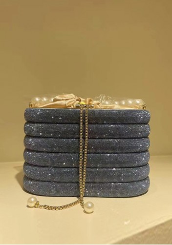 Elise Crystal-Embellished Bucket Blue