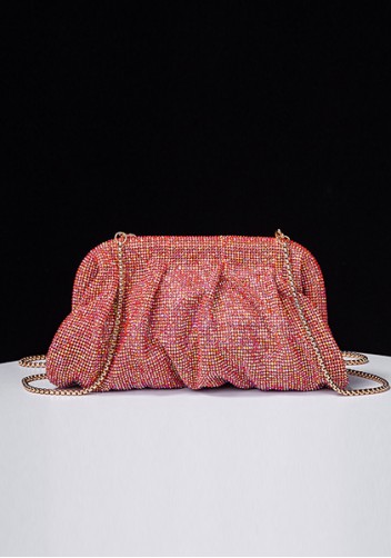 Elise Crystal-Embellished Pouch Rose