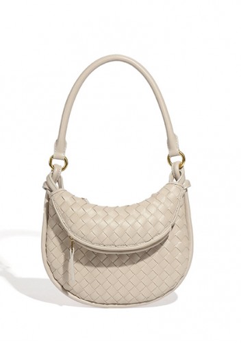 Gemini Woven Vegan Leather Mini Shoulder Bag Cream