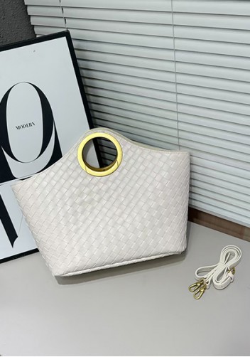 Outing Woven Vegan Leather Bag White