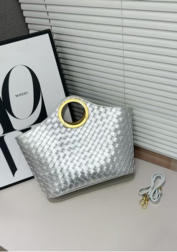 Outing Woven Vegan Leather Bag Silver
