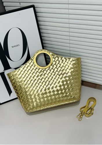 Outing Woven Vegan Leather Bag Gold