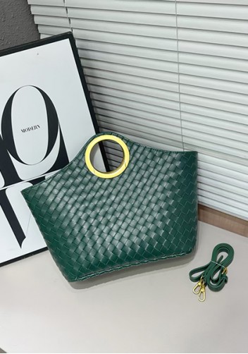 Outing Woven Vegan Leather Bag Dark Green