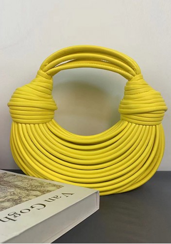 Dina Spaghetti Vegan Leather Knot Shoulder Bag Yellow