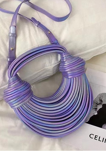 Dina Spaghetti Vegan Leather Knot Shoulder Bag Metallic Purple
