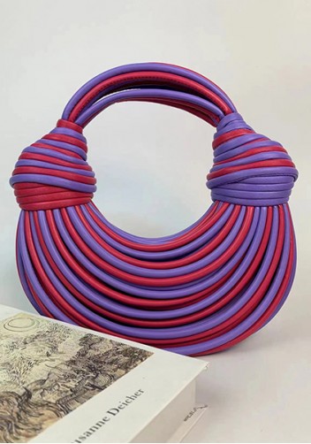 Dina Spaghetti Vegan Leather Knot Shoulder Bag Red Purple