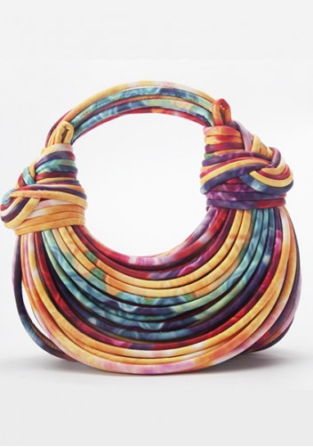 Dina Spaghetti Vegan Leather Knot Shoulder Bag Multi Coloured Purple