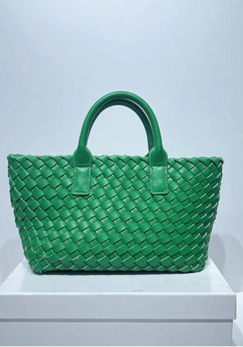Grand Boulevard Woven Small Tote Green