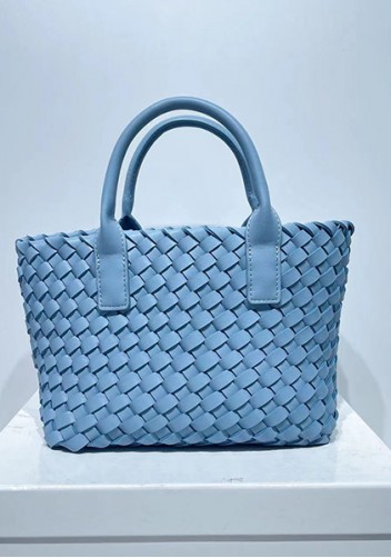 Grand Boulevard Woven Small Tote Blue