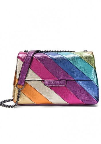 Adele Rainbow Flap Medium Bag Faux Leather Purple