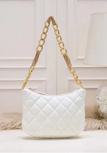 Adele Lambskin Chain Hobo White