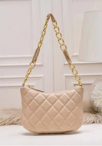 Adele Lambskin Chain Hobo Beige