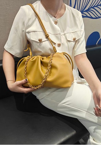 Salsa Leather Medium Drawstring Bag Yellow