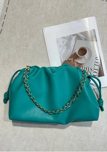 Salsa Leather Medium Drawstring Bag Blue