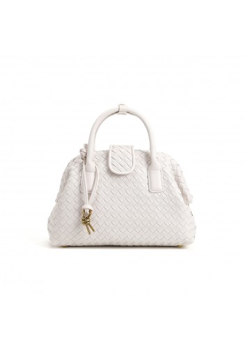 Georgia Woven Vegan Leather Shoulder Bag Cream