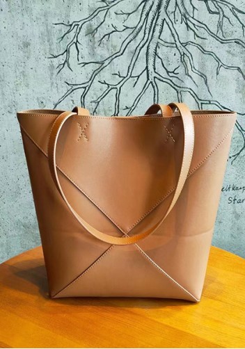 Adrienne Patchwork Leather Medium Tote Camel