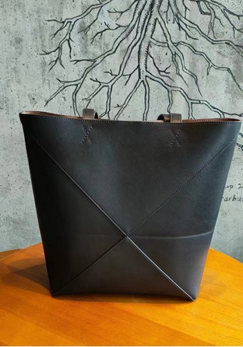 Adrienne Patchwork Leather Medium Tote Black