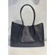 Mia Gallery Woven Leather Shoulder Large Bag Black