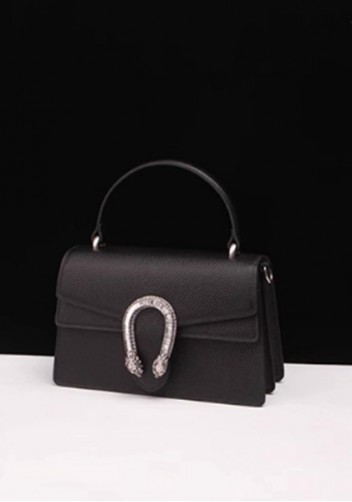 Jess Medium Top handle Leather Shoulder Bag Black