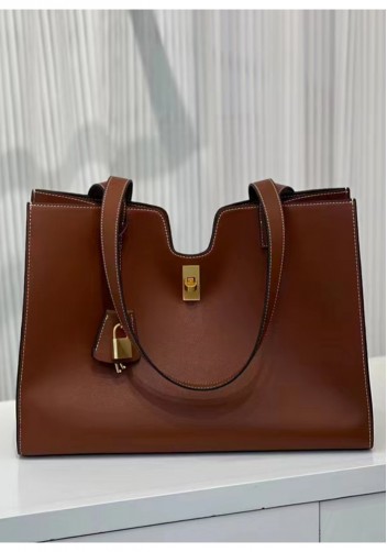 Shimanne Calfskin Shoulder Bag Tote Camel