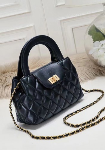 Adele Flap Top Handle Leather Shoulder Bag Black