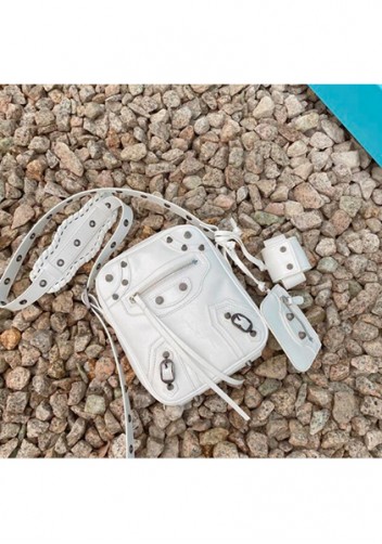 The Route 66 Vegan Leather Vertical Messenger Bag White