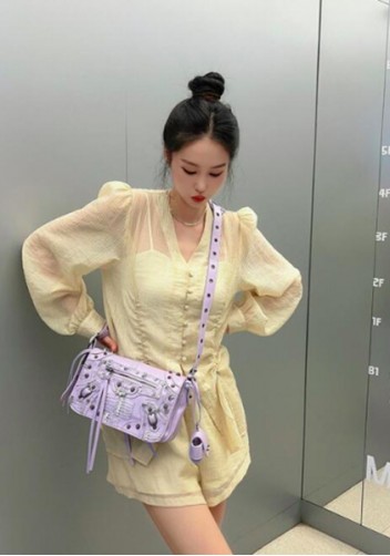 The Route 66 Vegan Leather Horizontal Messenger Bag Clips Purple