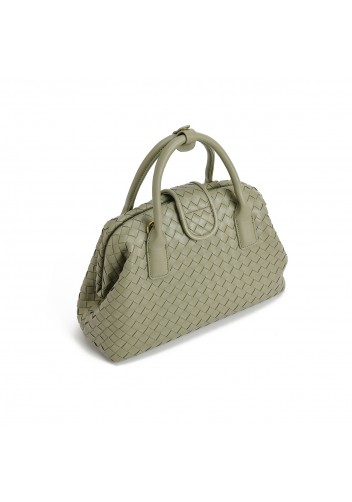Georgia Woven Vegan Leather Shoulder Bag Green