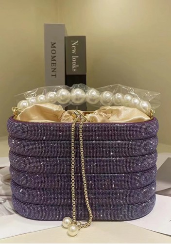 Elise Crystal-Embellished Bucket Purple