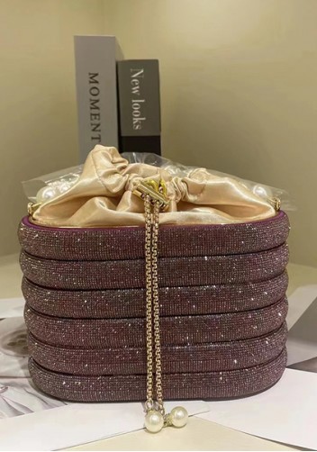 Elise Crystal-Embellished Bucket Dark Purple