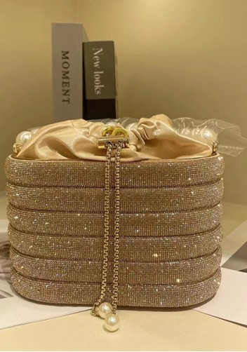 Elise Crystal-Embellished Bucket Champagne