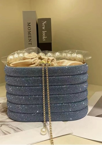 Elise Crystal-Embellished Bucket Blue