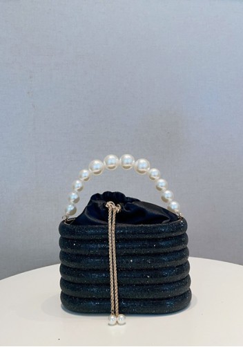 Elise Crystal-Embellished Bucket Black