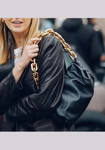 Dina Leather Clutch Chain Bag Black